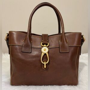 Dooney & Bourke Florentine Amelie Tote Leather Crossbody Satchel Chestnut EUC